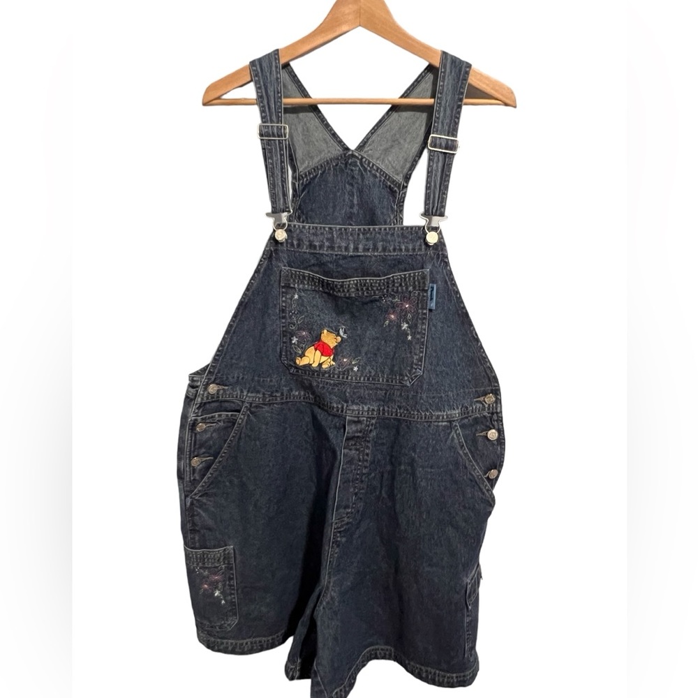 Vintage Winnie The Pooh Denim Overall Shorts 18/20W Rare Disney